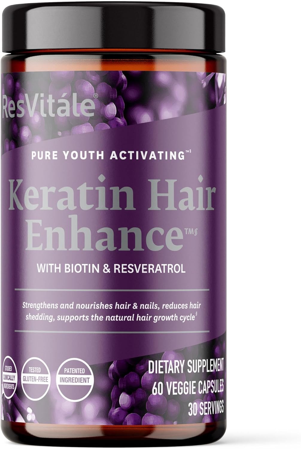 ResVitáale Keratin Hair Enhance - Suplemento de Queratina para el Crecimiento del Cabello - 60 Cápsulas