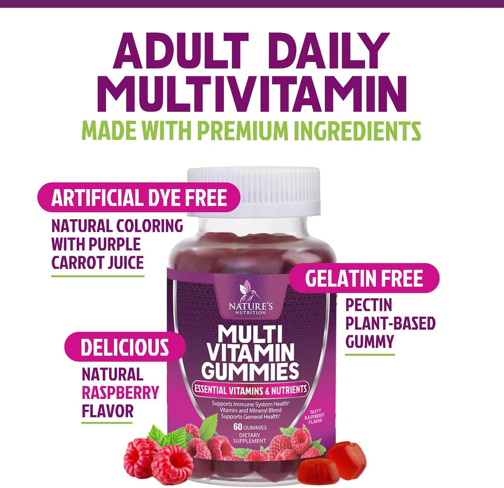 Gominolas Multivitamínicas para Adultos con Vitaminas A, C, D, B12 y Zinc - 60 Gominolas