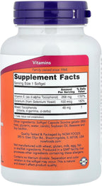 Now Foods, Vitamin E 400 IU with Mixed Tocopherols & Selenium, 100 Softgels
