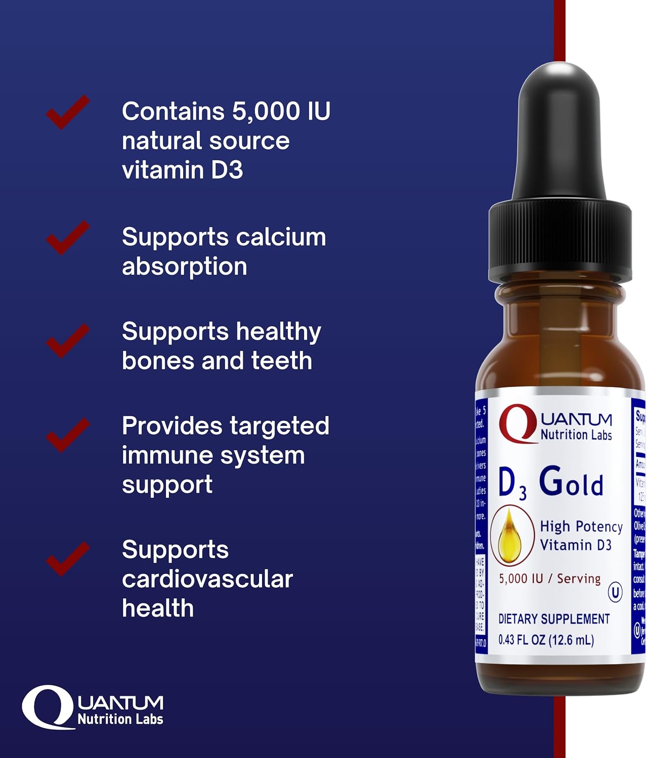 QNL D3 Oro - Gotas Líquidas de Vitamina D3 - 0.43 fl oz