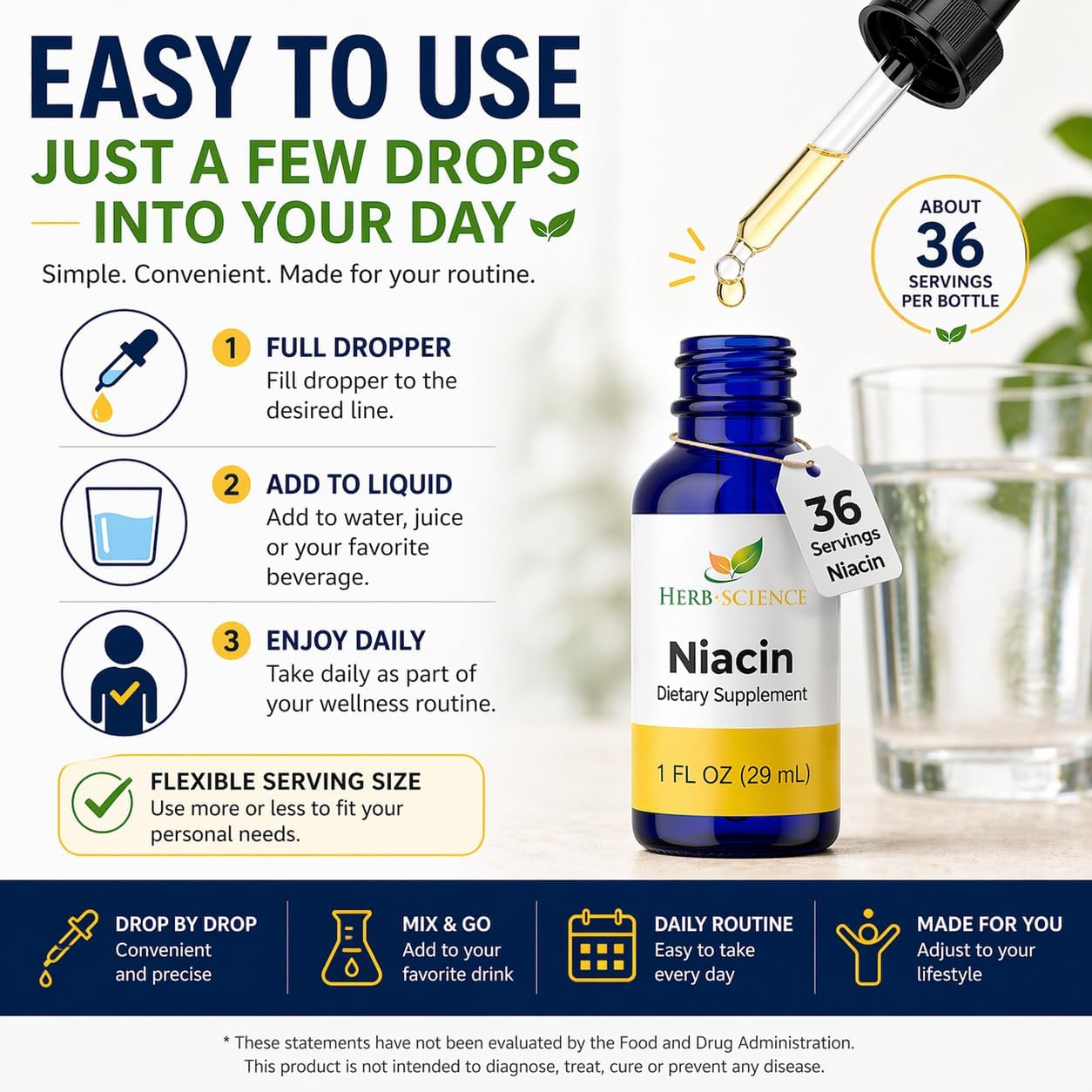 Herb-Science Vitamina B3 (Niacina) Líquida - 30 ml (36 Dosis)