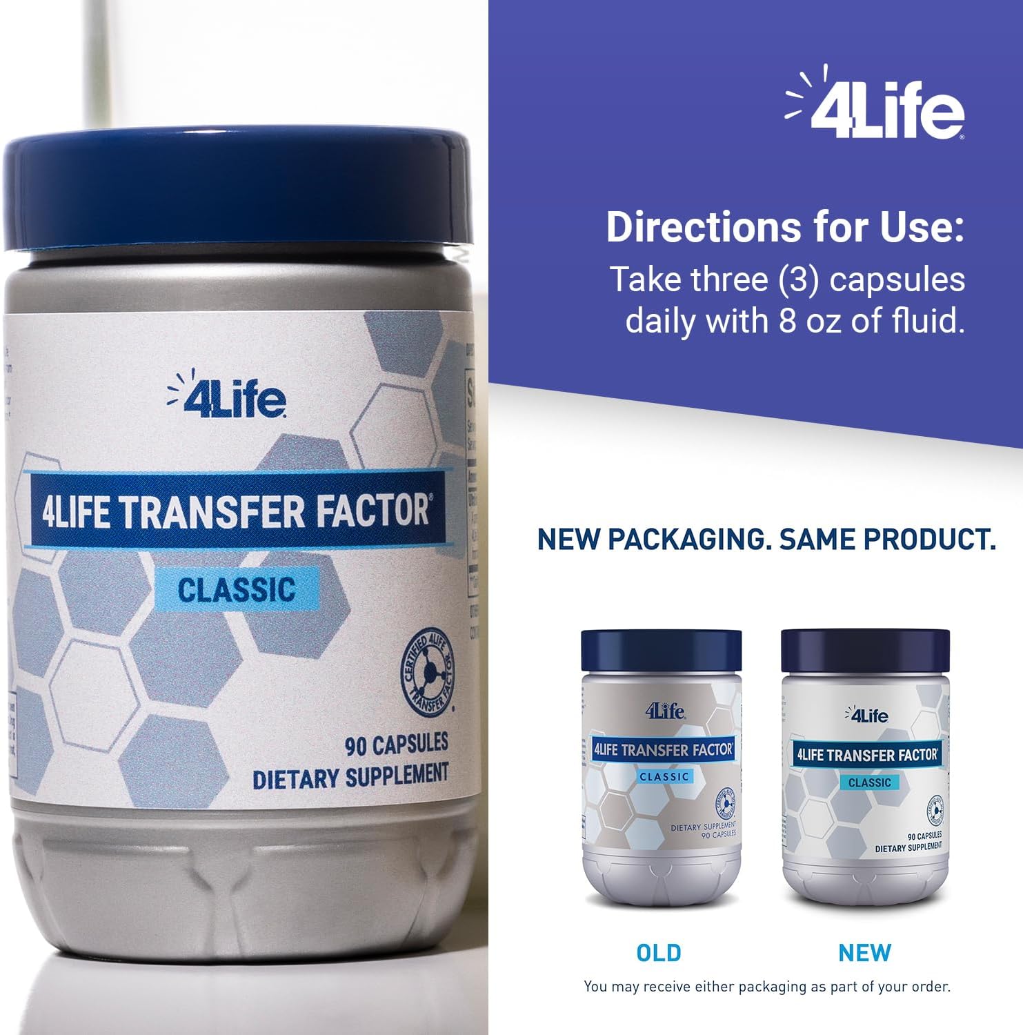 4Life Transfer Factor Classic - Apoyo Inmunológico con Calostro, 90 Cápsulas Vegetales