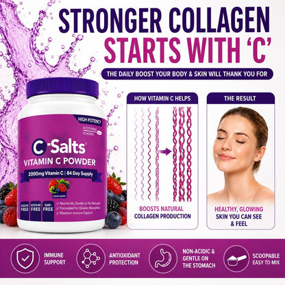 C-Salts Vitamina C en Polvo Tamponada - Orgánica, Suave para el Estómago - 4000mg por Ración - Sabor Frutos del Bosque - – Image 8