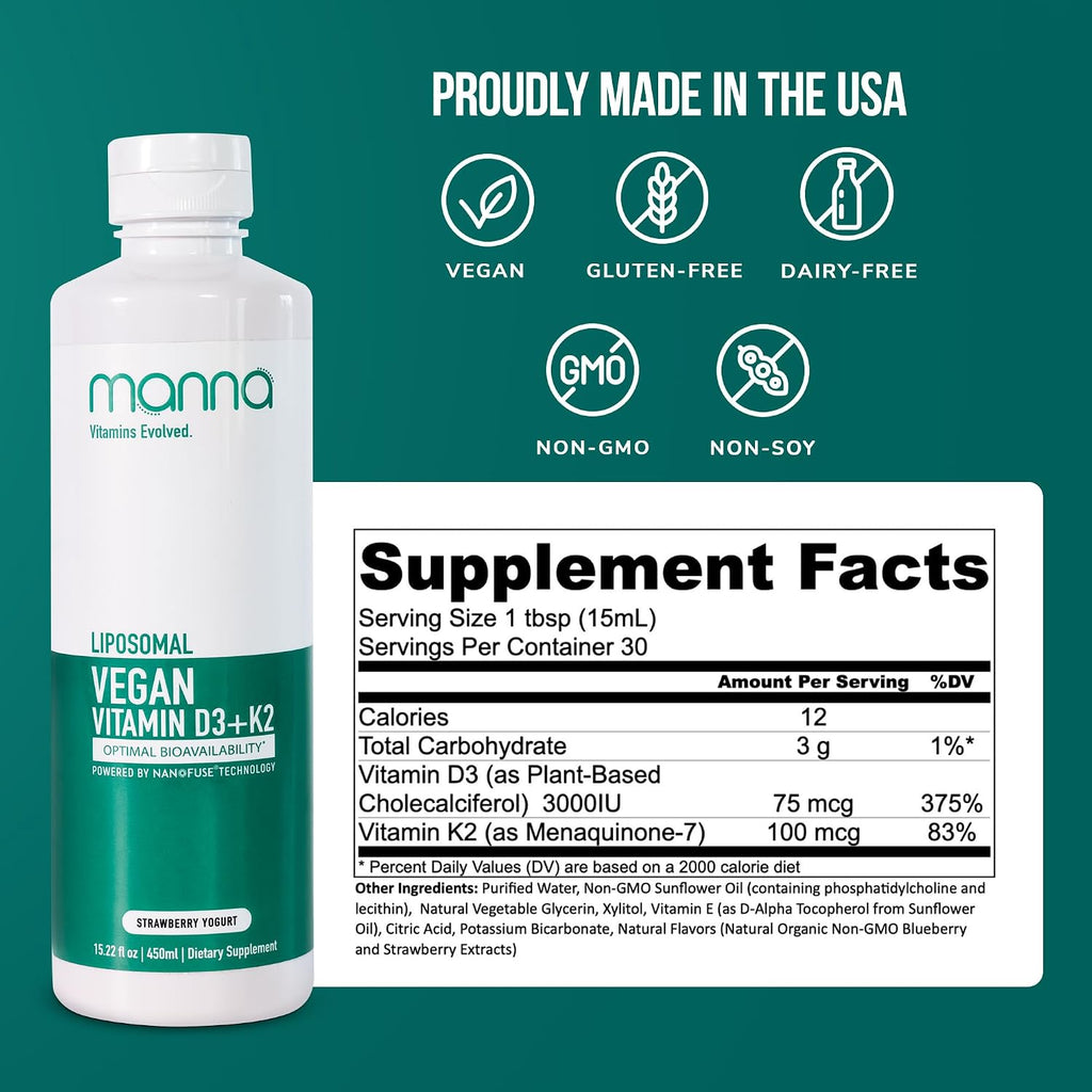 Manna Vitamins Evolved Liposomal Vegan D3 & K2