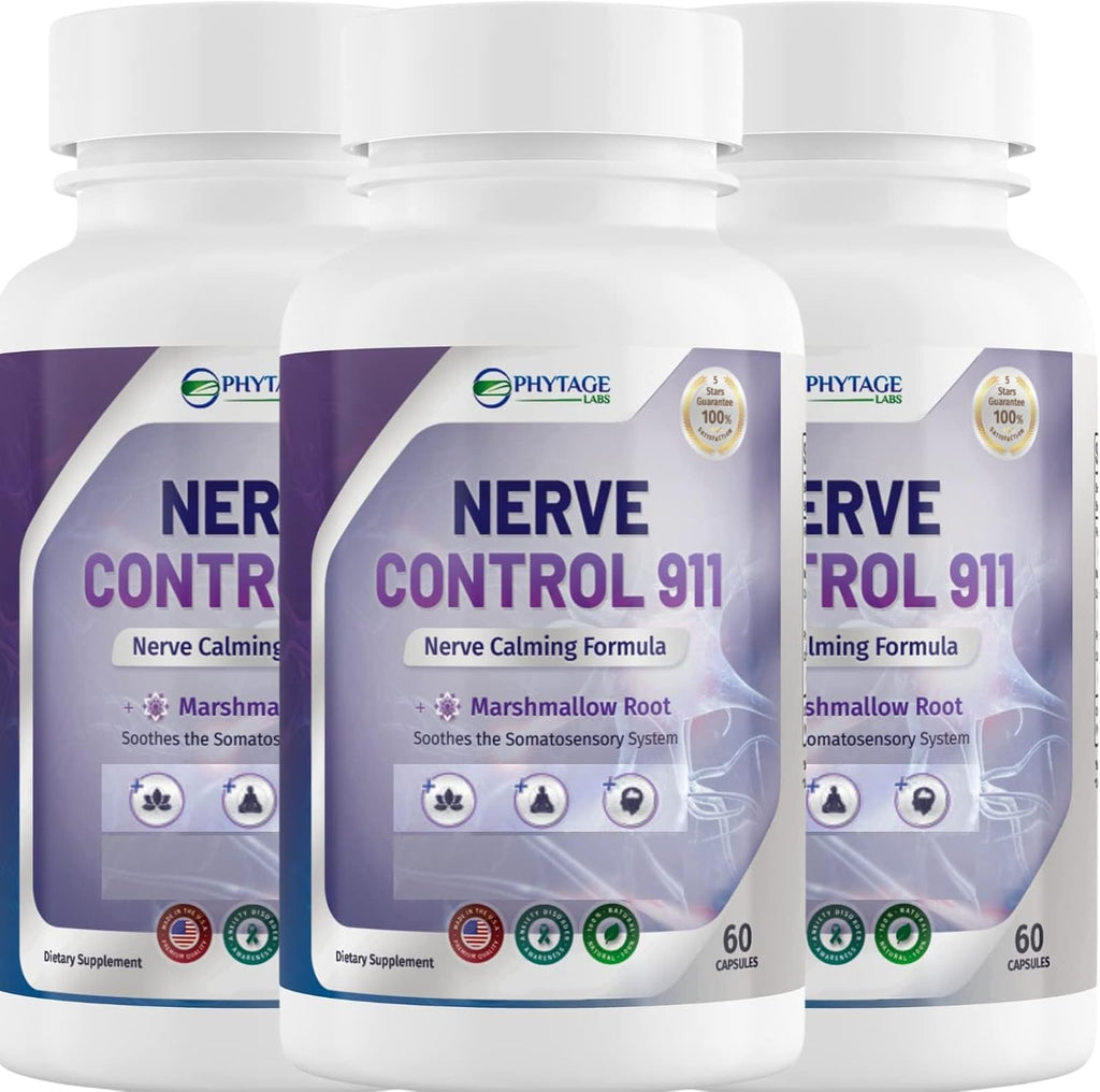 Phytage Labs Nerve Control 911 – Complemento Botánico Avanzado para el Sistema Nervioso – 60 Cápsulas