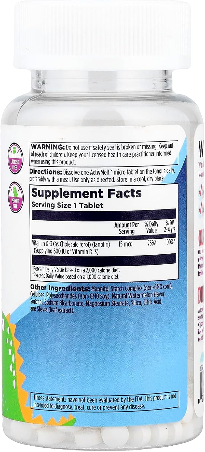 Kal 600 UI Vitamina D3 Comprimidos D-rex Sabor Sandía (120 uds)