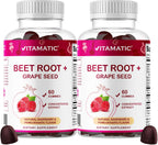 Vitamatic Gomas de Remolacha con B6, B12, Pepita de Uva, Granada y Niacina - 2 Paquetes (120 Gomas)