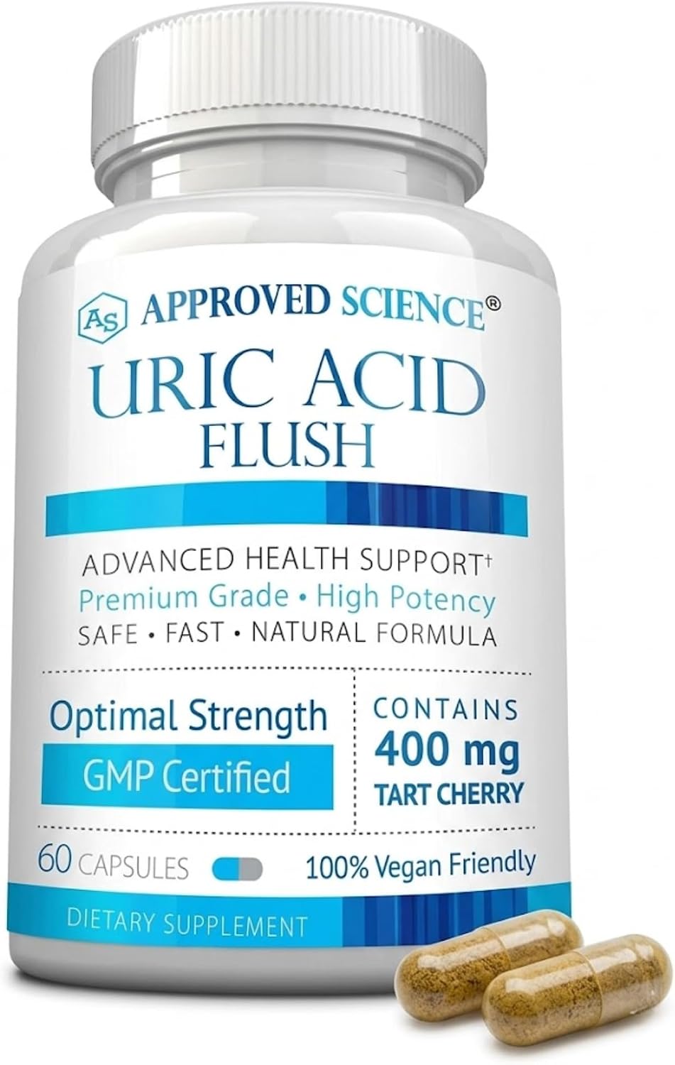 Approved Science Uric Acid Flush – Complemento con Cereza Ácida, Cúrcuma y Cardo Mariano – 60 Cápsulas Veganas