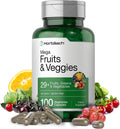 Horbäach Mega Fruits and Veggies Suplemento | 100 Cápsulas | Vegetariano, No-GMO y Sin Gluten