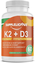 Supplelicious K2 + D3 con Calcio – 200mg por porción – 60 Cápsulas