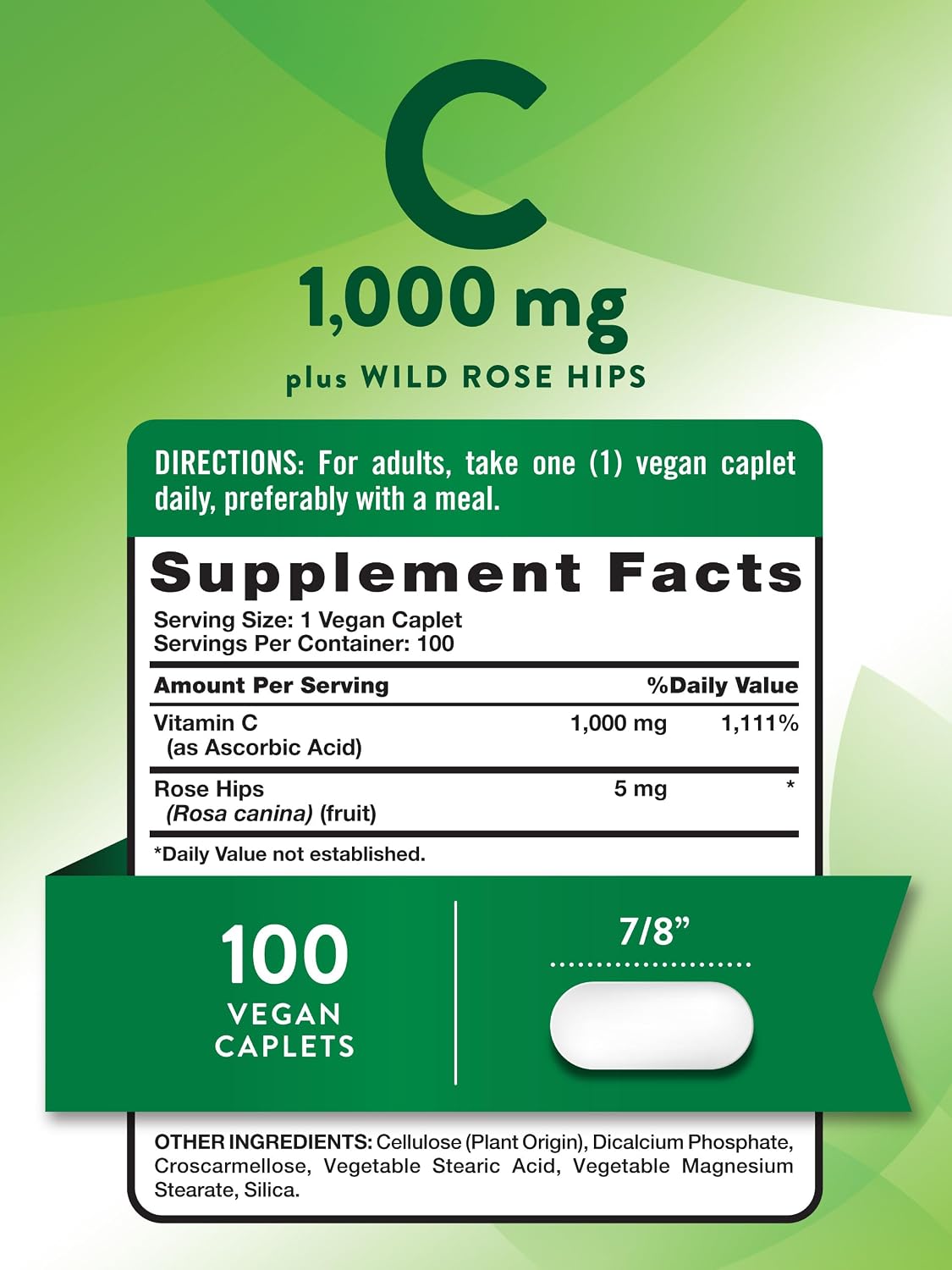 Nature's Truth Vitamina C 1000 mg con Escaramujo | 110 Comprimidos | Vegano, No-GMO y Sin Gluten