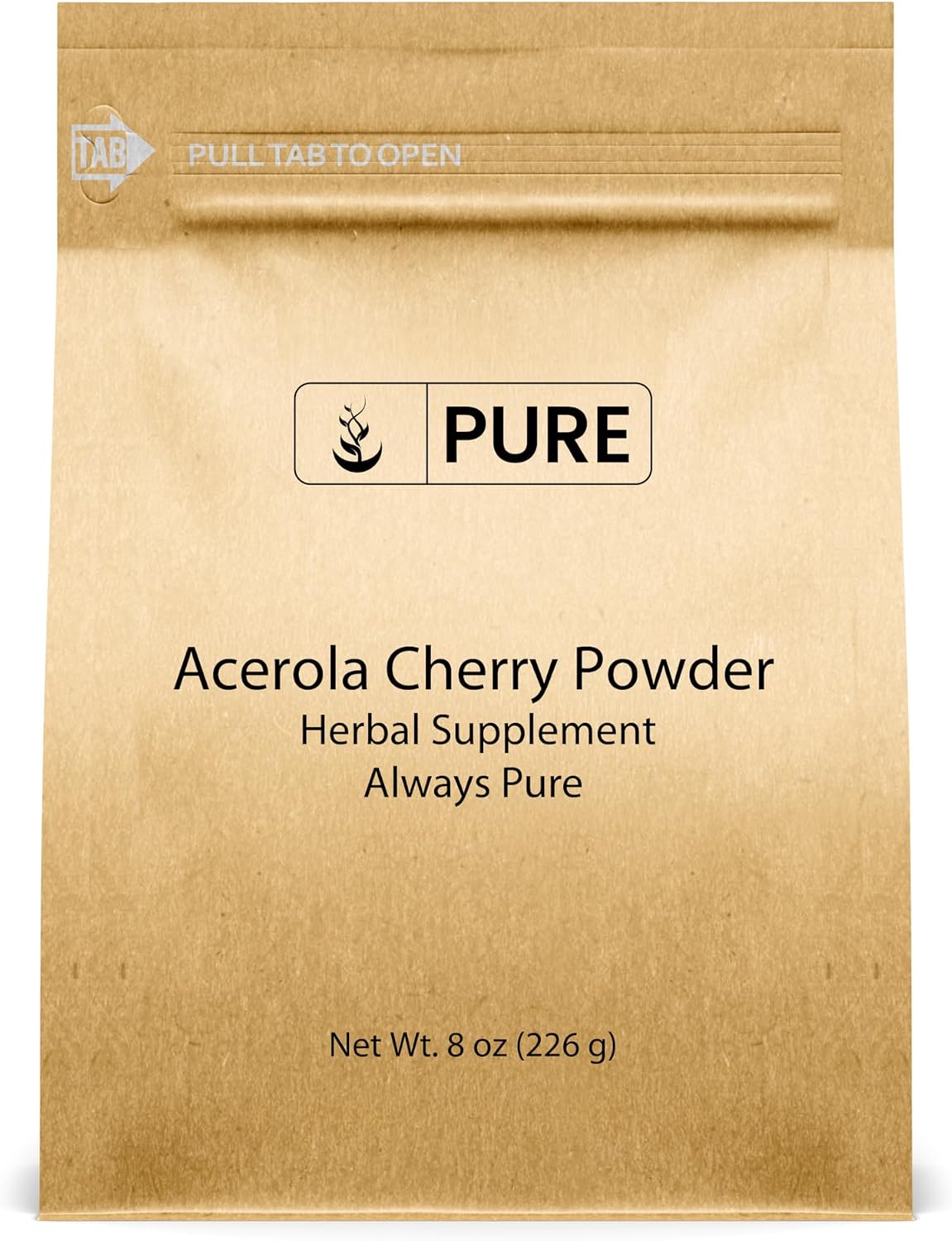 PURE ORIGINAL INGREDIENTS Polvo de Acerola (2 lb) — Sin OGM, Sin Gluten, Envase Ecológico
