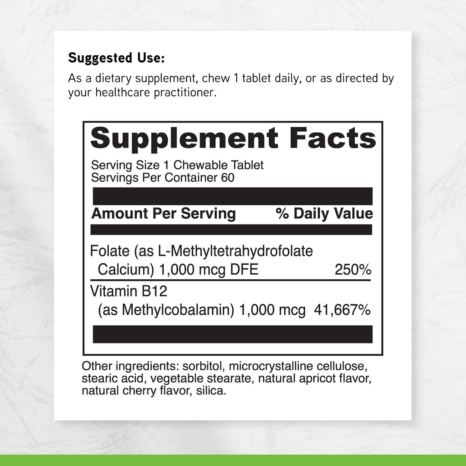 DAVINCI Labs Active Folate B12 Chewable - 60 Comprimidos Masticables