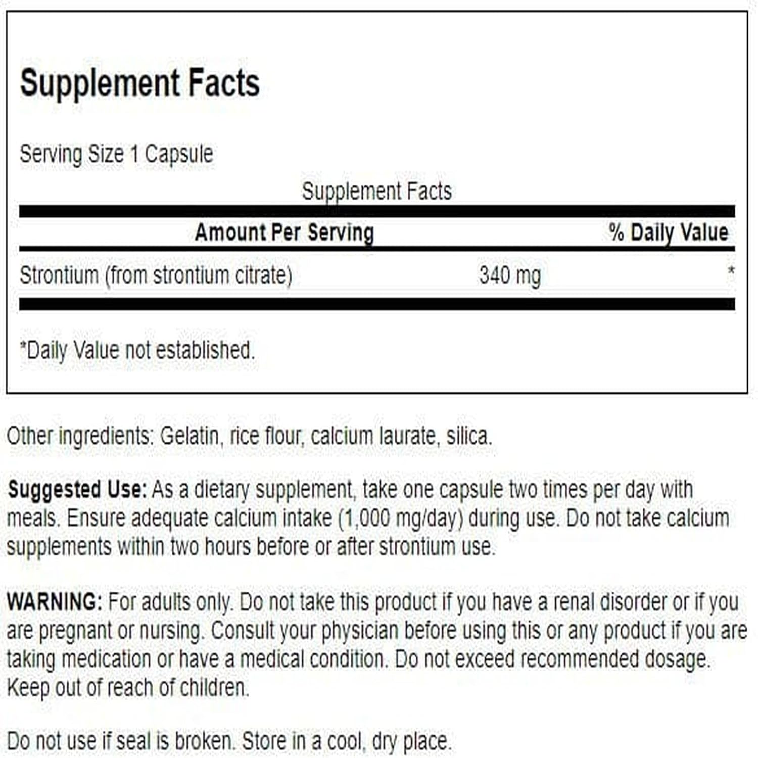 Citrato de Estroncio Swanson 340 mg 60 Cápsulas (Pack de 2)