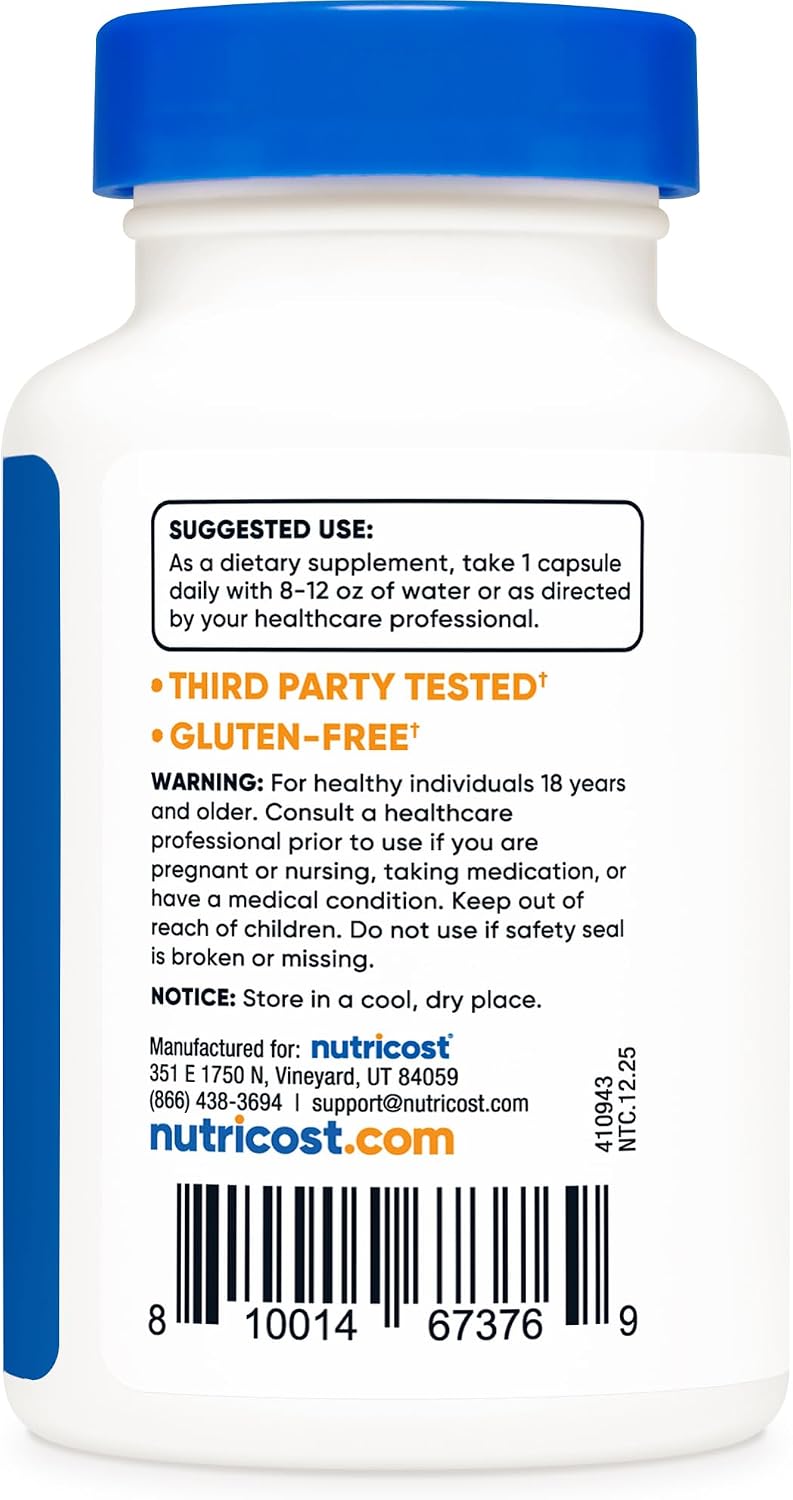 Nutricost Benfotiamina 300mg, 90 Cápsulas - Vitamina B1 Liposoluble Sin Gluten, No GMO, Vegetariano