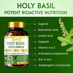 Cápsulas de Albahaca Sagrada (Tulsi) Organic Veda - Complemento Alimenticio con Pimienta Negra - 60 Cápsulas Veganas
