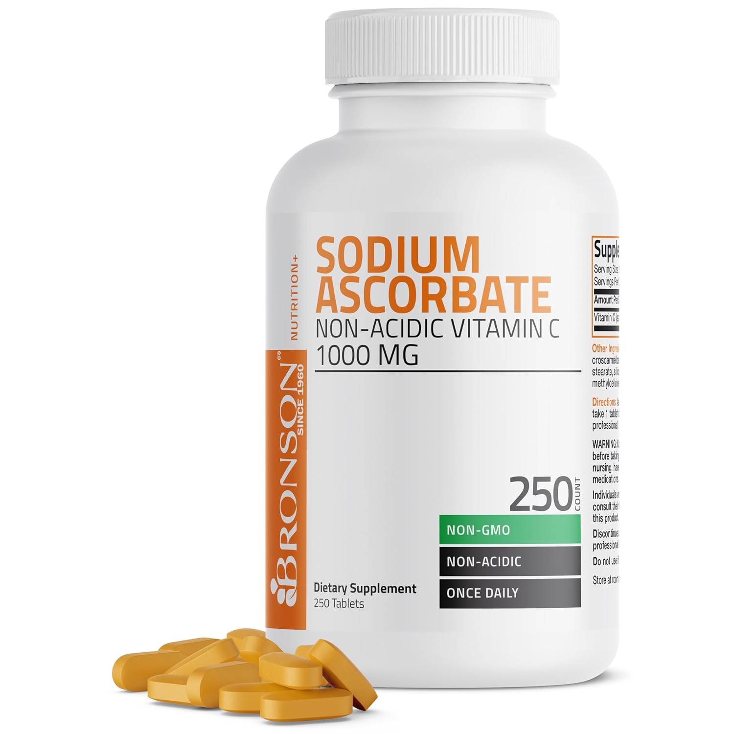 Ascorbato de Sodio Vitamina C 1000 mg - Bronson - No Ácido - 250 Comprimidos
