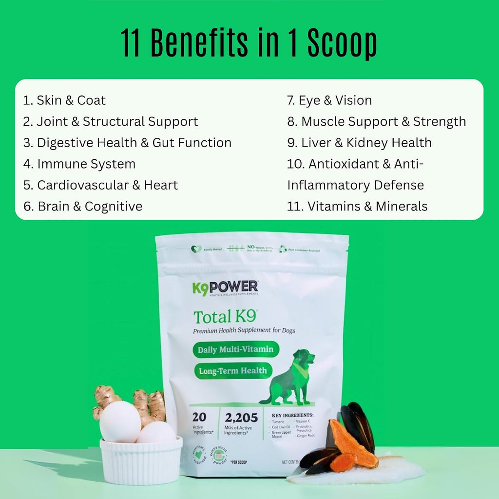 K9Power Total K9 – Polvo Multivitamínico 11 en 1 para Perros