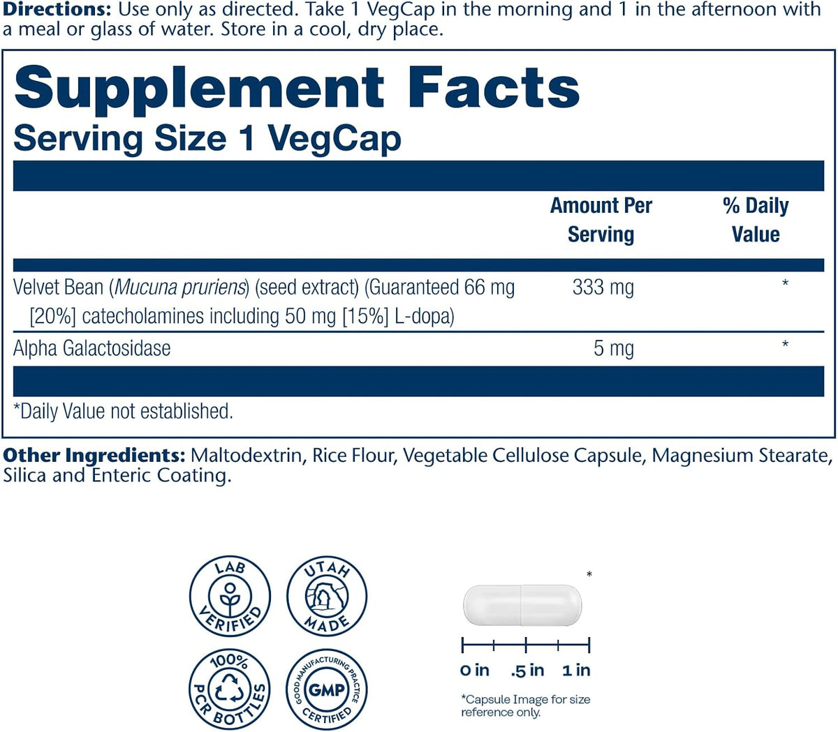Solaray Dopabean - Mucuna Pruriens 333 mg con L-Dopa - 60 Cápsulas – Image 2