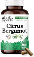 Wild & Organic Cápsulas de Bergamota Cítrica - Antioxidante y Apoyo General - Extracto de Citrus Bergamia - Vegano, Sin Rellenos, No GMO - 180 Cápsulas