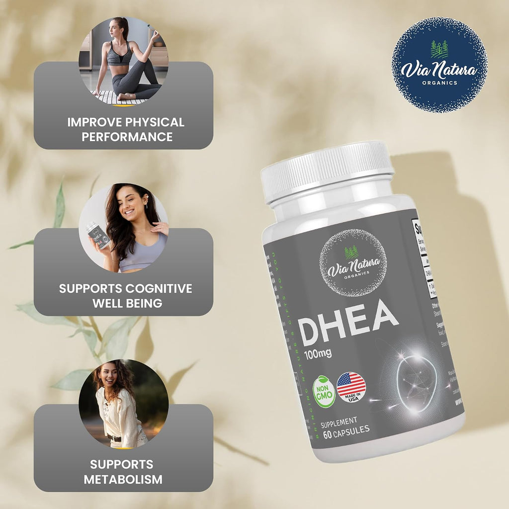 DHEA 100mg | Suplemento Non-GMO y Sin Gluten | 60 Cápsulas