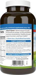 Carlson Solar D Gems - Vitamina D3 y Omega-3, 6000 IU (150 mcg) de D3 + 115 mg de EPA y DHA, 360 perlas blandas de sabor limón