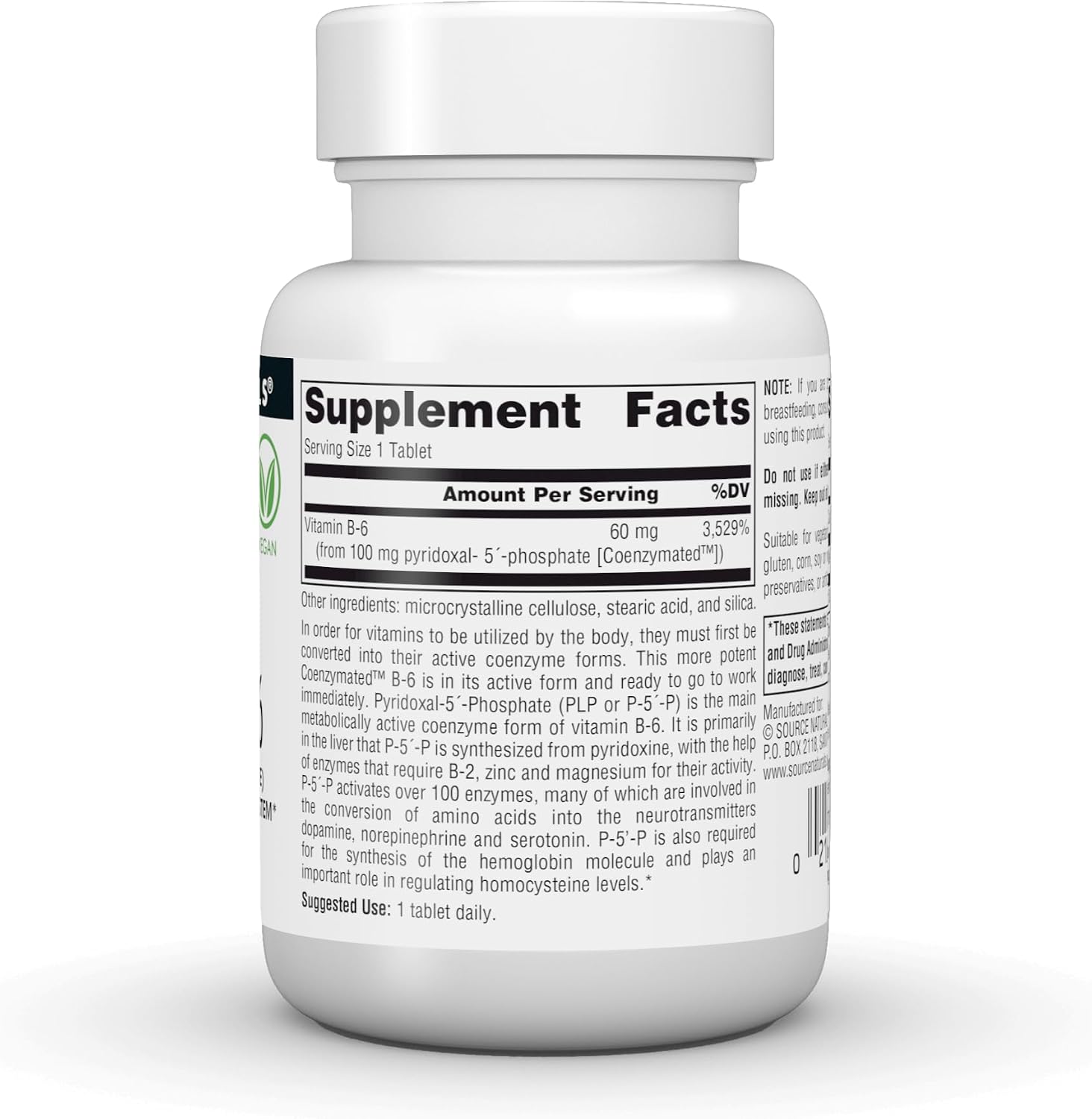 Source Naturals Coenzima B-6, Piridoxal-5'-Fosfato 100 mg - 30 Comprimidos