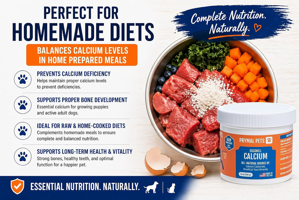 Eggshell Calcium for Pets - 12 oz. Polvo de Cáscara de Huevo Natural, Suplemento Mineral Ultra Puro para Gatos y Perros