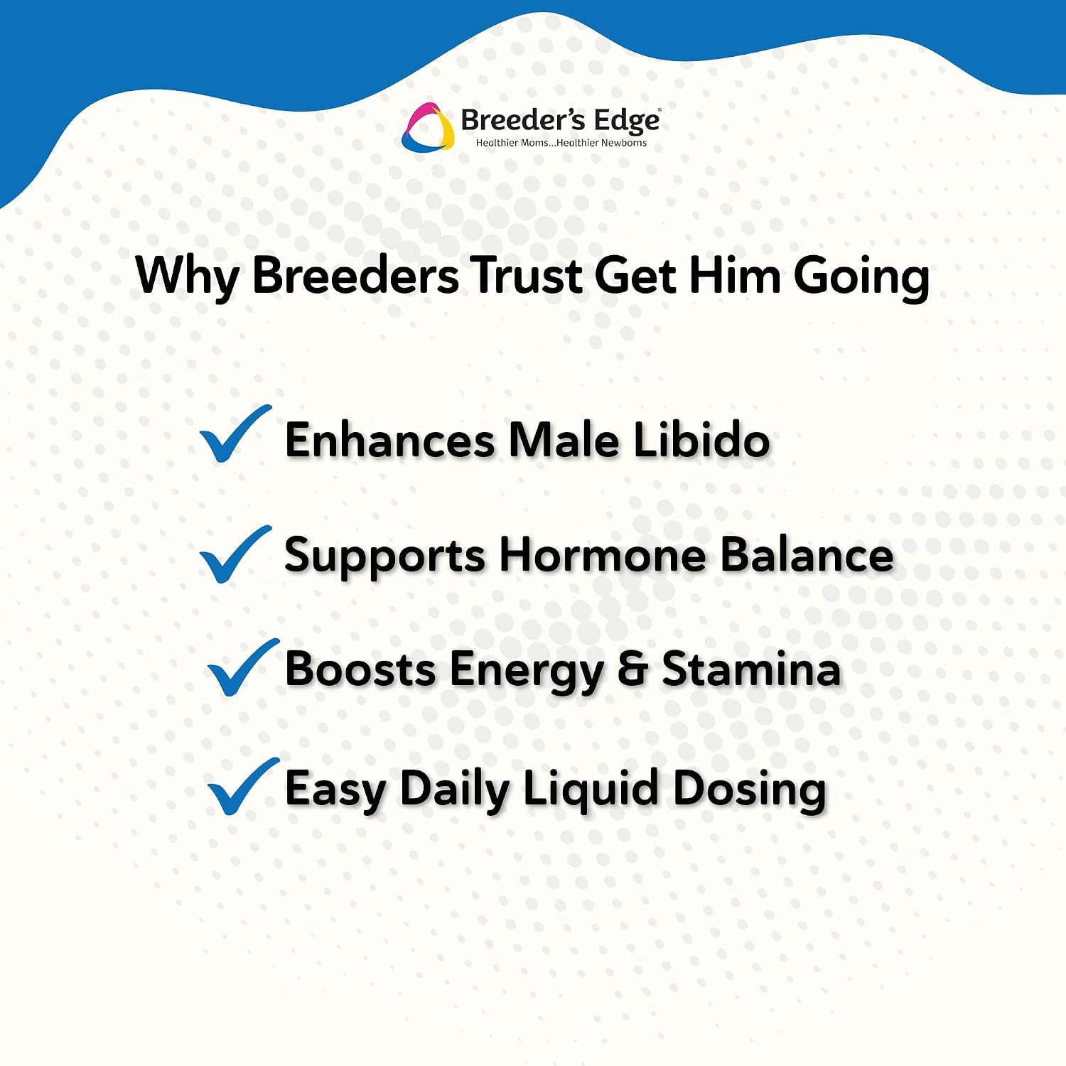 Breeder's Edge Get Him Going, Suplemento de Rendimiento Reproductivo para Perros y Gatos Machos, Apoya la Libido, Energía, Equilibrio Hormonal y Fertilidad, con Hierba de la Cabra, Maca, Ashwagandha, Fabricado en EE. UU., 30 ml