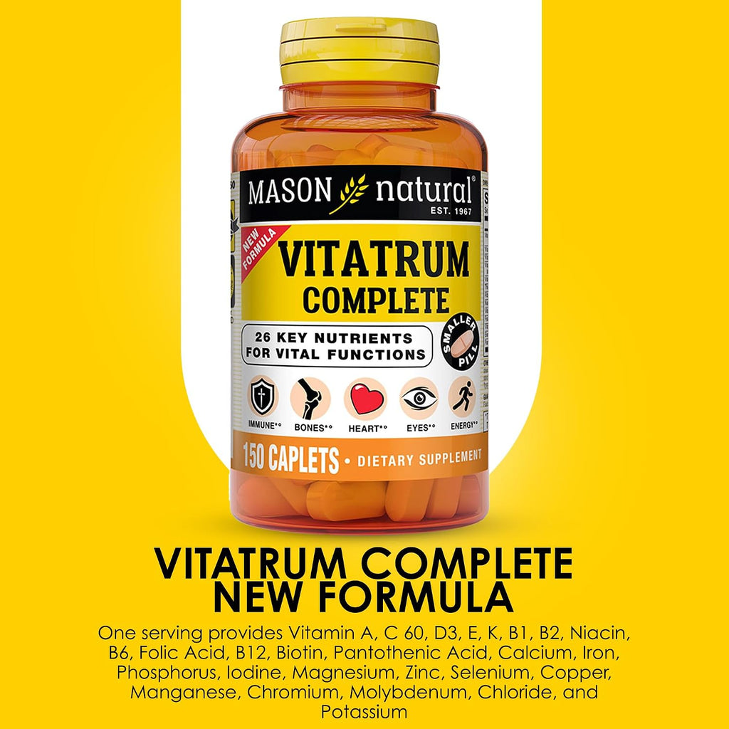 MASON NATURAL Vitatrum Complete Multivitamínico y Multimineral - Apoya Inmunidad, Huesos, Corazón y Energía - 150 Comprimidos