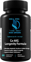 Global Natural Healing Supplements Ca-AKG Alfa-cetoglutarato de Calcio, 1000 mg, 60 Cápsulas Veganas