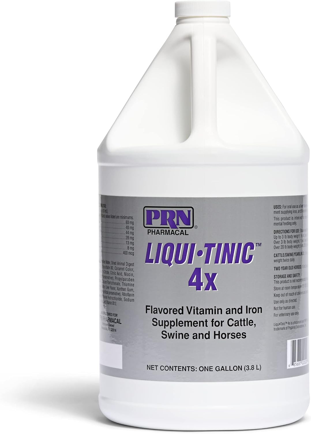 PRN Pharmacal Liqui-Tinic 4X - Iron and Vitamin B Supplement for Cattle and Horses - Liver Flavor - 1 Gallon (3.78 L)
