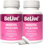 BeLive Myo-Inositol & D-Chiro Inositol Supplement – 2 Pack – 90 Cápsulas Cada – Ratio 40:1 con Ácido Fólico para Mujeres