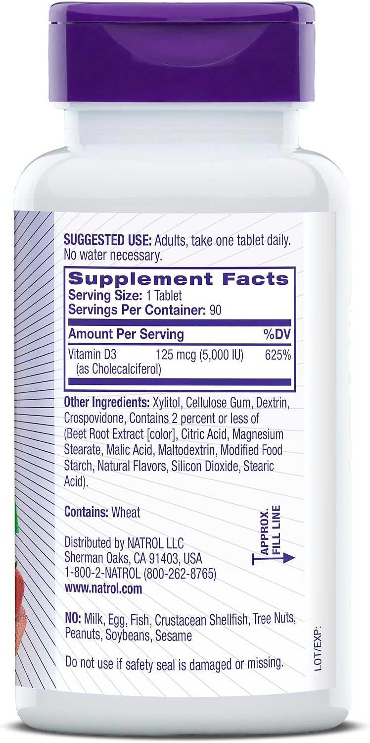 Natrol Vitamin D3 5000 IU Fast Dissolve Tablets, 90 Count