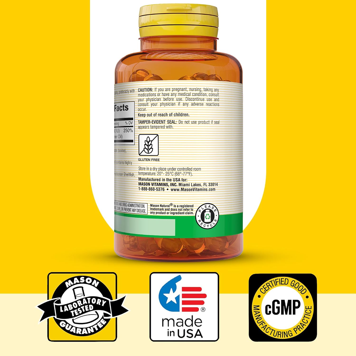 Mason Natural Vitamina D3 2.000 UI Ultra Strength, 120 Cápsulas Blandas