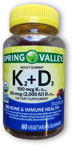 Vitamina D3 y K2 Gominolas 2000 UI + 100 mcg - 60 Gominolas Vegetarianas