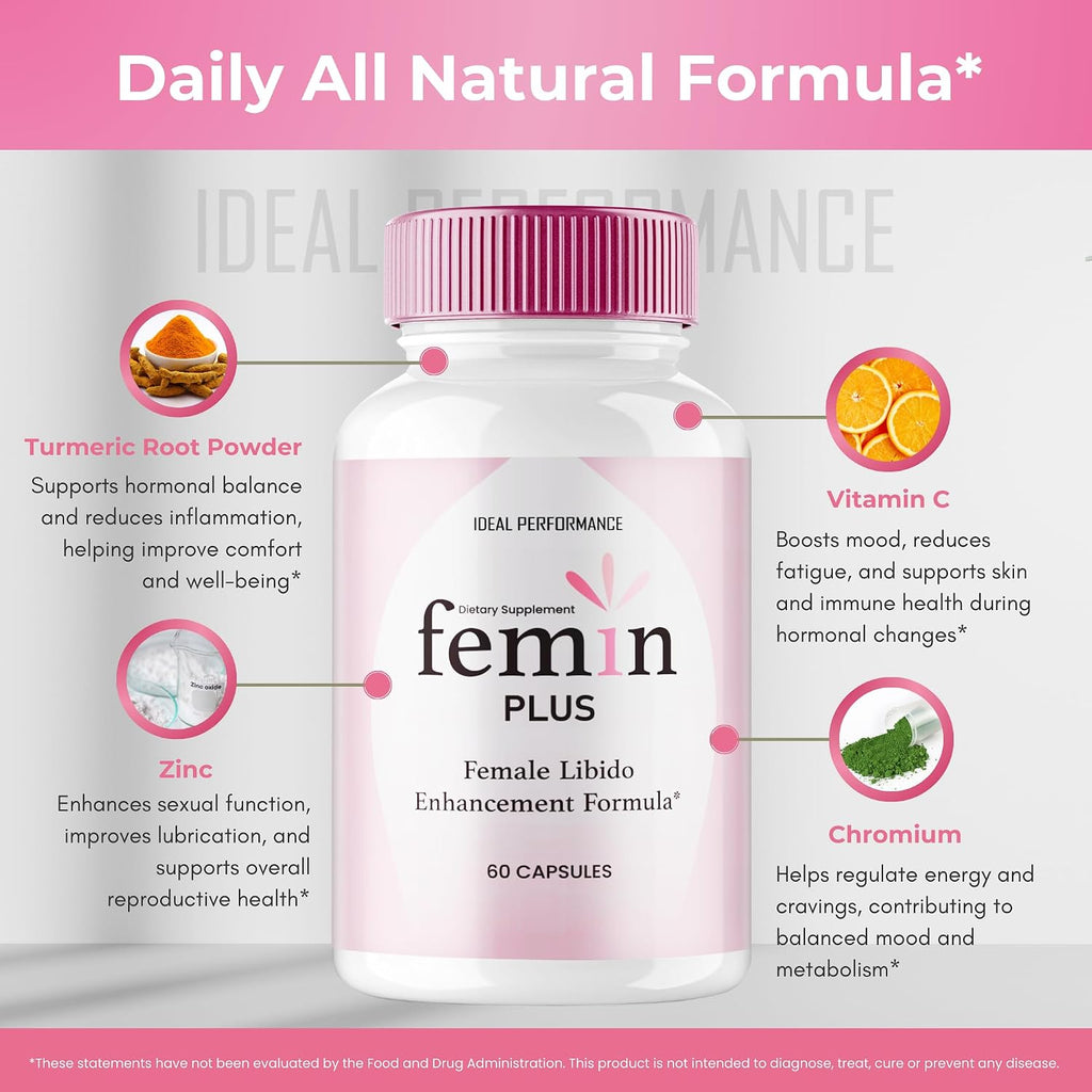 Femin Plus Cápsulas - Suplemento para Mujeres, Energía y Circulación (5 Pack)