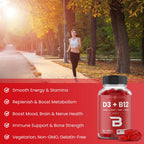 NutraChamps Vitamina D3 y B12 Gominolas con Metil B12 y Folato - 60 Gominolas
