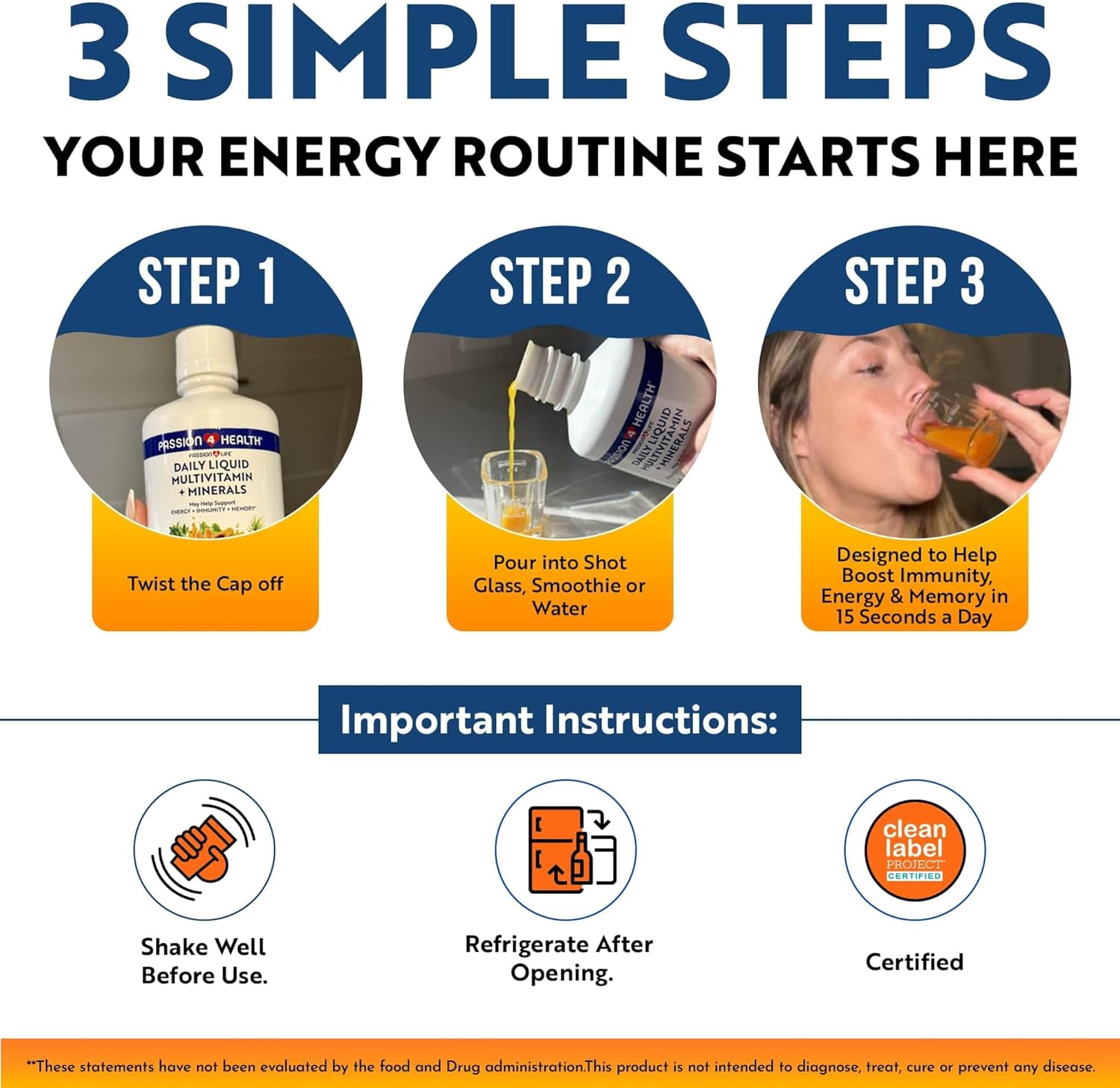 Passion 4 Life Multivitamínico Líquido Diario + Minerales - Más de 100 Ingredientes Premium para Toda la Familia