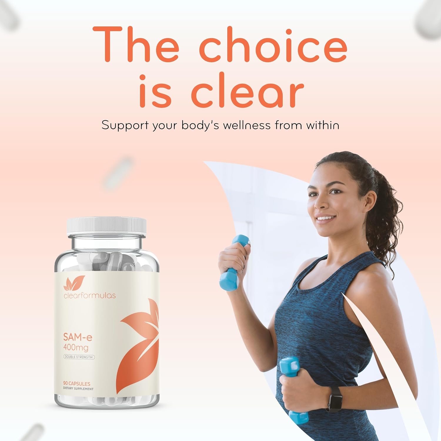 Clear Formulas Bioactive SAM-e 400mg - Suplemento de SAM-e bioactivo para hígado y estado de ánimo - 90 cápsulas