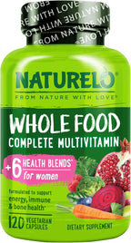 NATURELO Multivitamínico Integral para Mujeres - con Vitaminas, Minerales y Extractos Orgánicos - Suplemento para Energía y Salud Cardíaca - Sin OGM - 120 Cápsulas Veganas