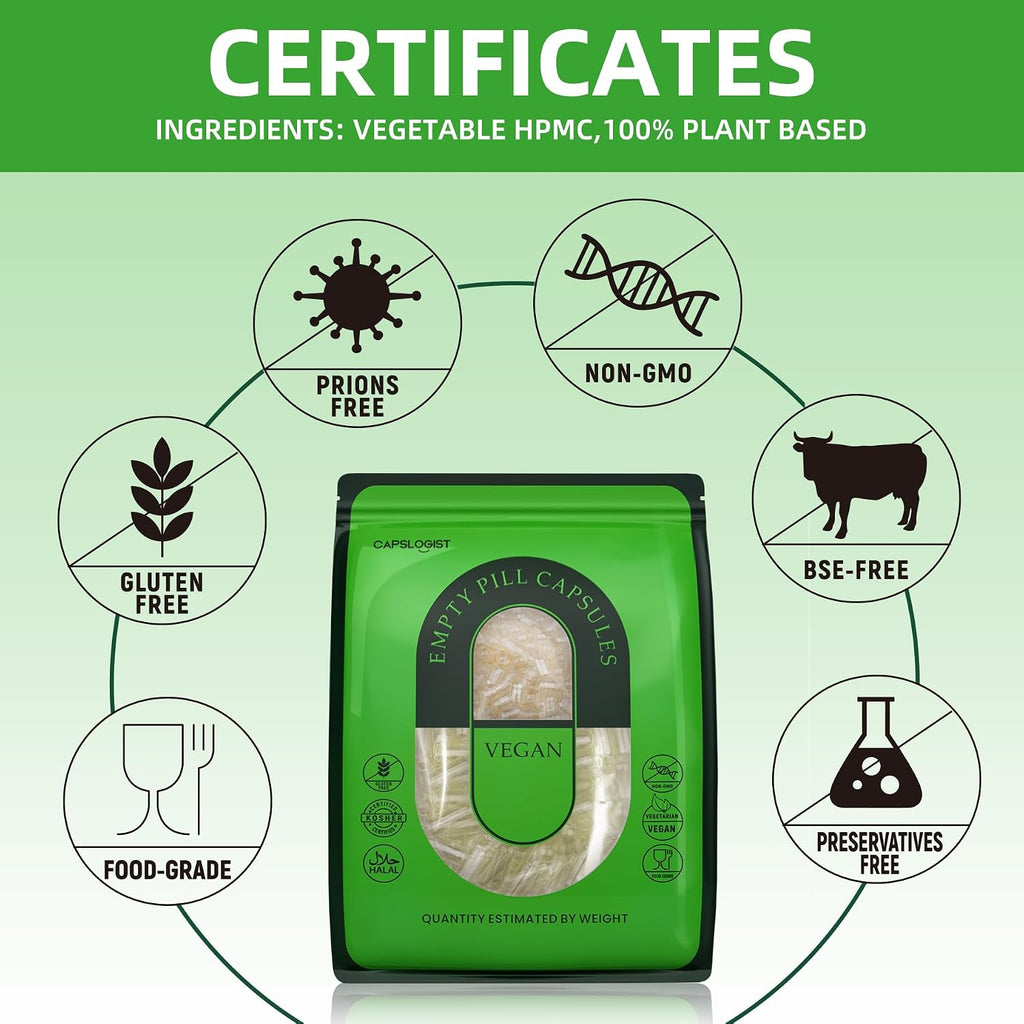 Cápsulas vacías veganas tamaño 000 (1000 unidades) – Premium – CAPSLogist