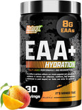 Nutrex Research EAA Hydration | 8g Aminoácidos Esenciales + BCAA + Electrolitos | 30 Servicios Sabor Mango