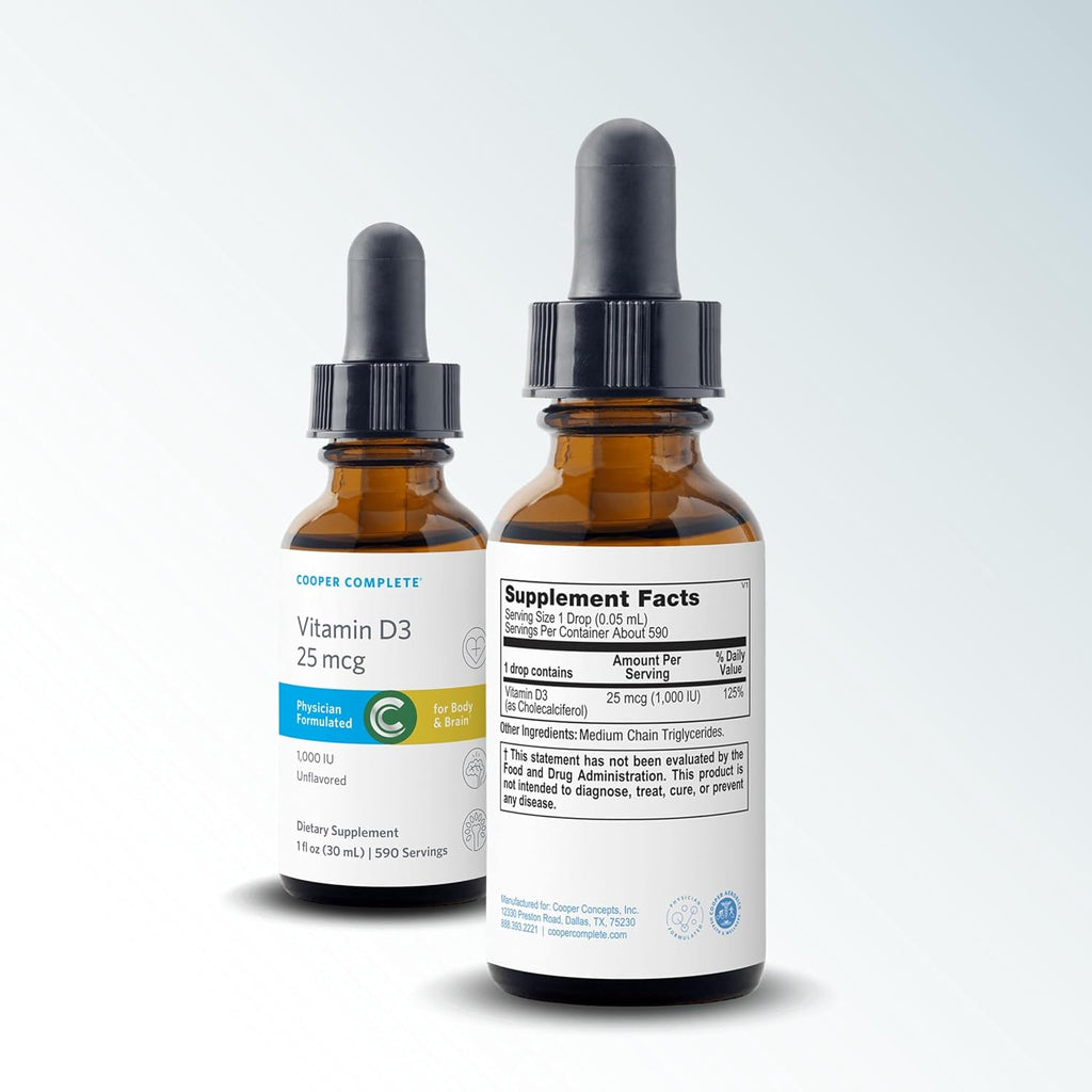 Cooper Complete Vitamina D3 Líquida, 1000 UI, Colecalciferol, 590 Gotas