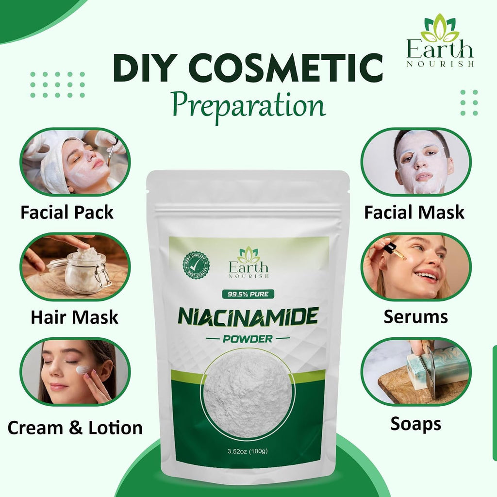Earth Nourish Niacinamide Powder 3.52 oz / 100g – Grado Cosmético para DIY