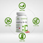 DEAL SUPPLEMENT Methyl B-12 5000 mcg, 240 Comprimidos Masticables | Forma Activa - Sabor Fresa - Energía y Función Cerebral - Vegano y Sin OGM