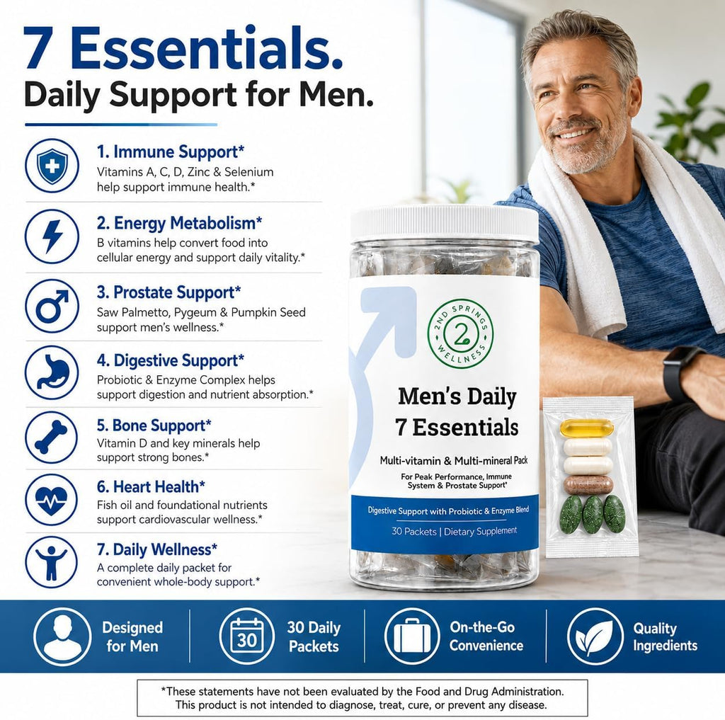 Daily 7 Essentials Men's Vitamin Pack - 30 Sobres | Multivitamínico para Hombres