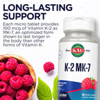 KAL Vitamina K2 MK7 ActivMelt 100 mcg - 60 Comprimidos de Disolución Oral - Sabor Frambuesa Natural
