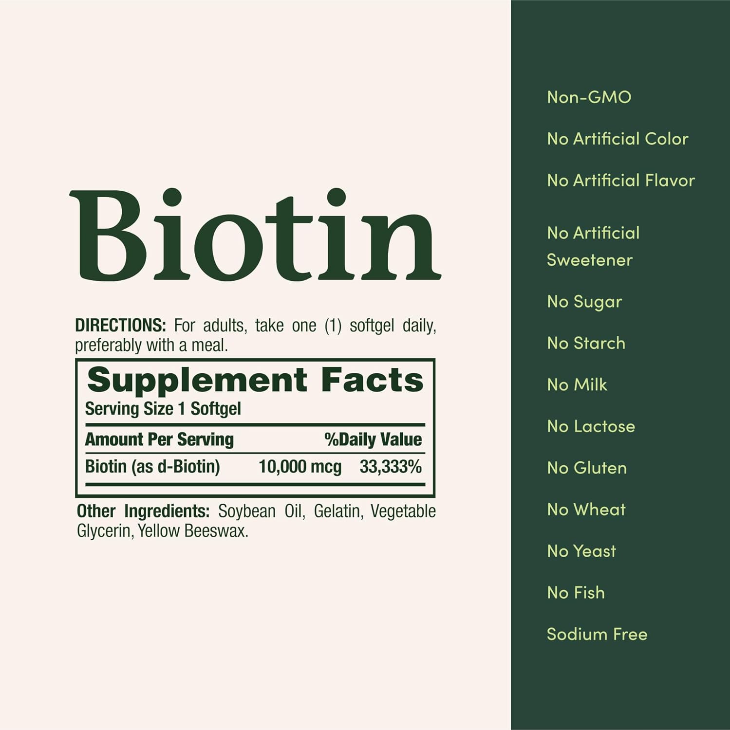 Nature's Bounty Biotina 10,000 mcg, Cápsulas Blandas de Liberación Rápida, 180 Unidades