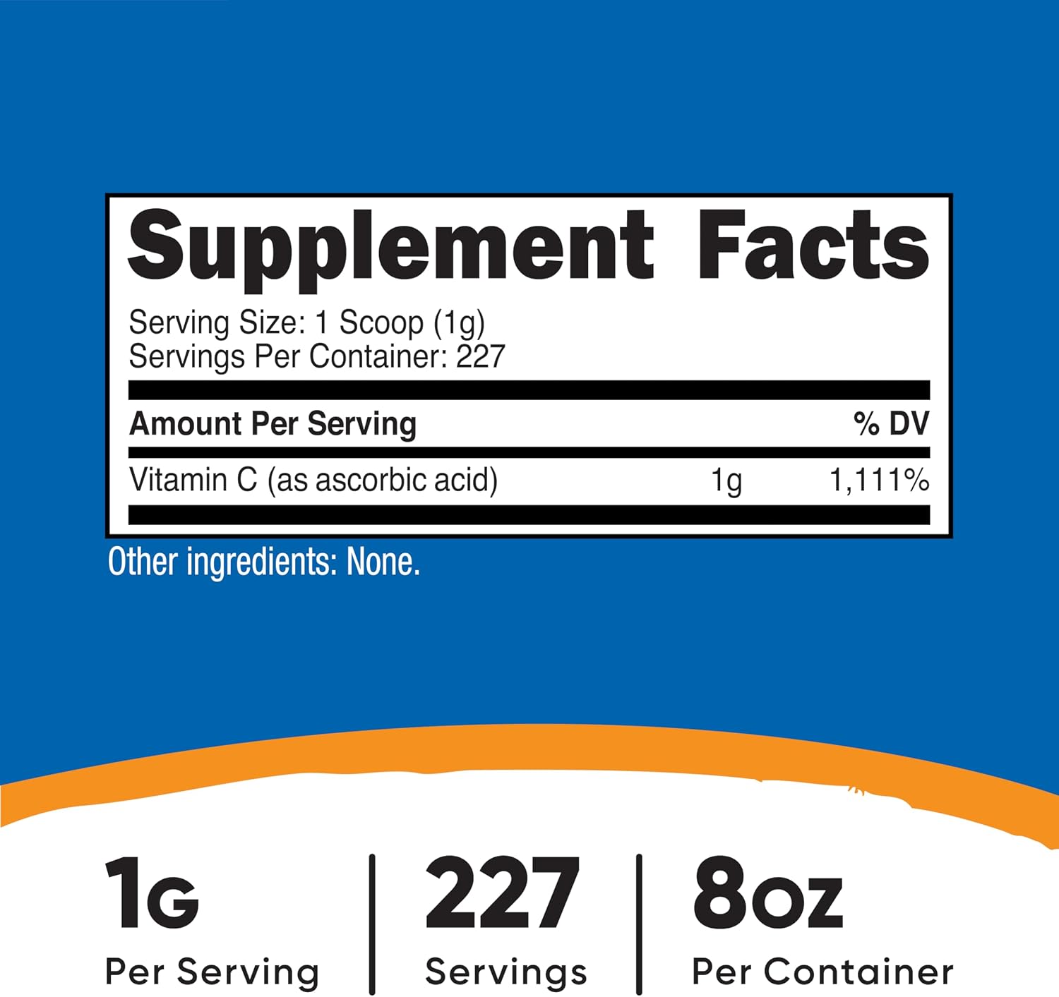 Nutricost Ácido Ascórbico en Polvo (Vitamina C) 227 g